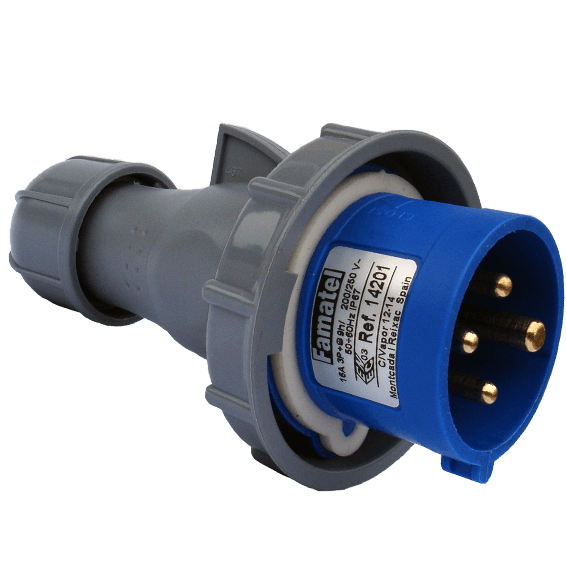 FAMATEL Utikač 14201, 16A, 220-240V, 3 polni, H9, Plavi