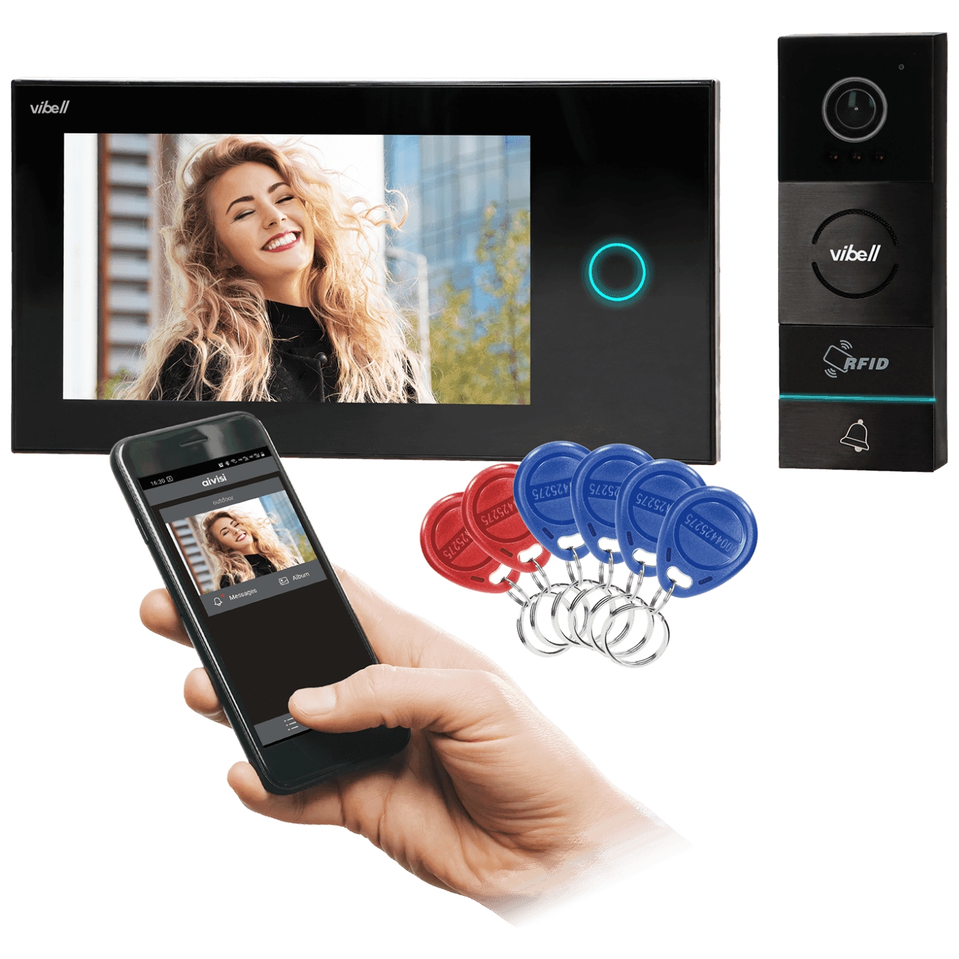 VIBELL Video interfon 7" VI-VID-WI-1068/B, Crni