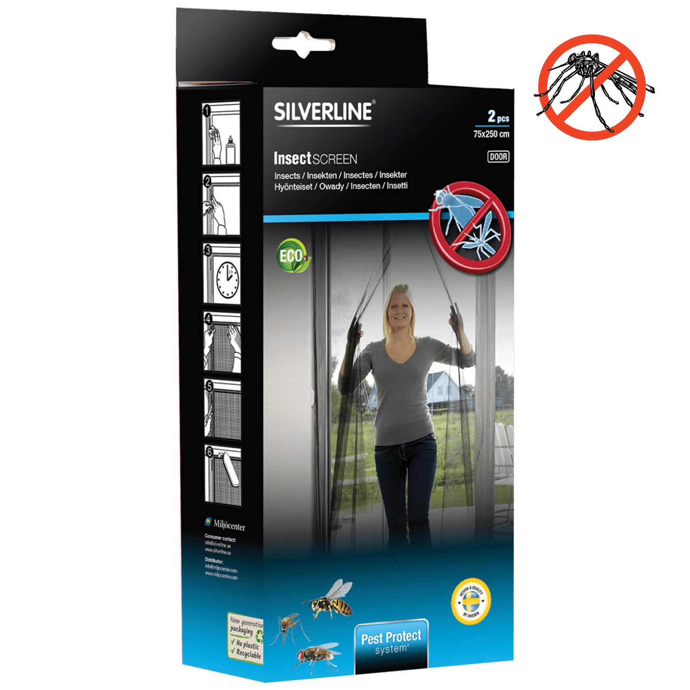 SILVERLINE Mreža za komarce, 2 komada, Crna