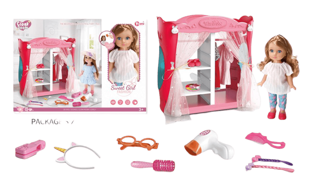 Lutka za djevojčice Mkt860244, Sa garderoberom, 56x40cm
