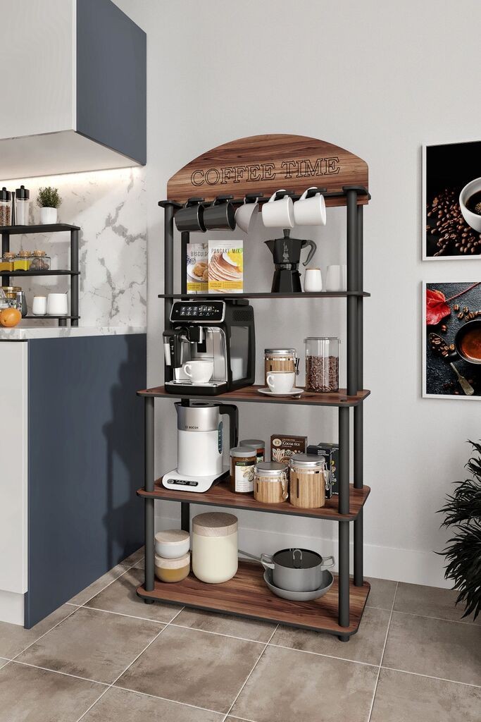 Hanah Home Time polica za kafu, 34x69x140 cm, smeđa