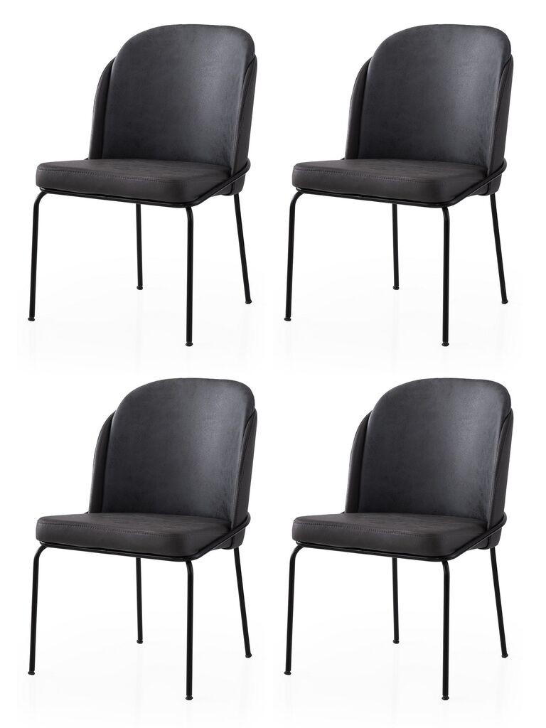 Hanah Home Set trpezarijskih stolica Dore 195 V4, 4 dijela, Crna