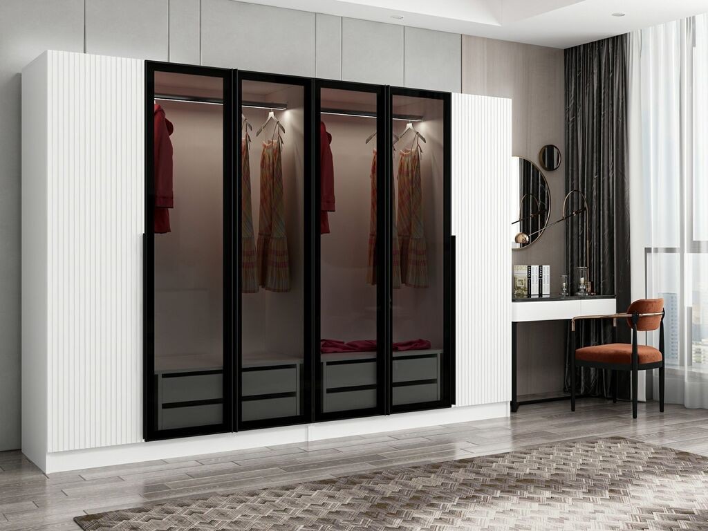 Hanah Home Ormar Kale Plus-7813, 270x210x52 cm, Crno-bijela