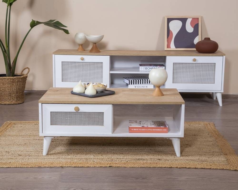 Hanah Home Club sto Calvin, 55x100x45 cm, Bijela