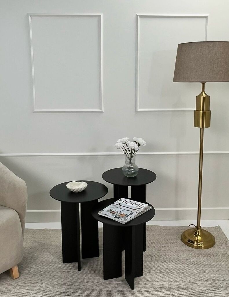 Hanah Home Leo set klub stolova, 2 dijela, crni