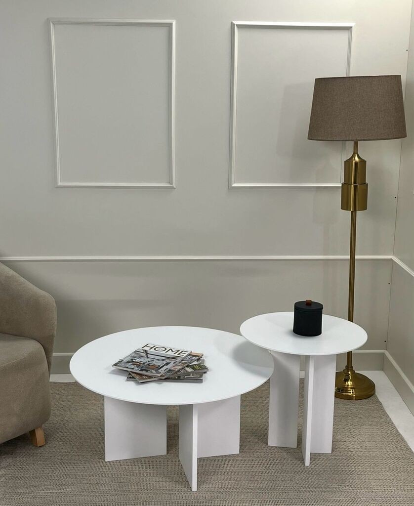 Hanah Home Leo set klub stolova, 2 dijela, prljavobijela