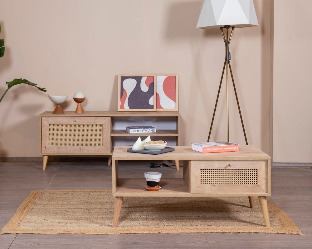 Hanah Home Club sto Calvin, 55x100x45 cm, bež