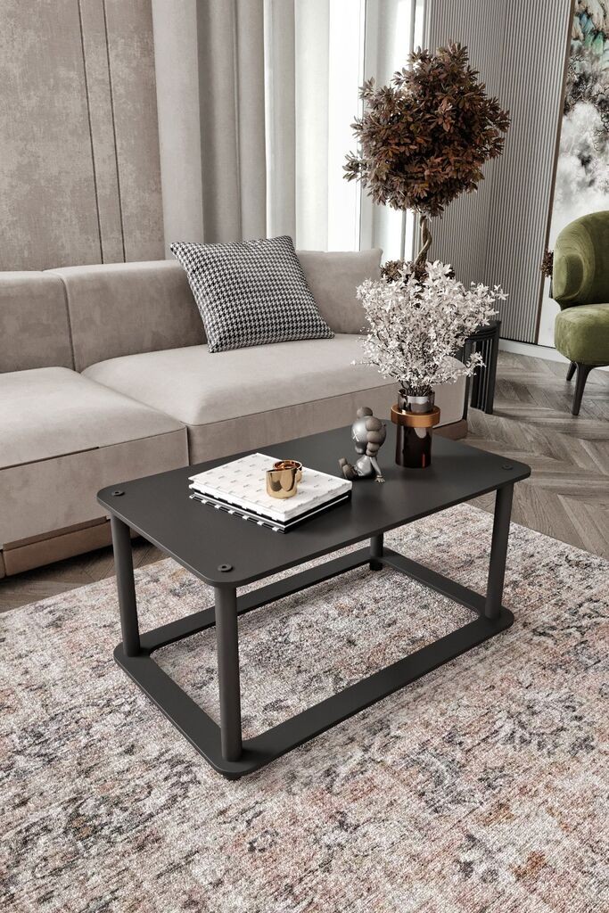 Hanah Home Club sto s otvorom, pravokutni, 70x38x42 cm, crni