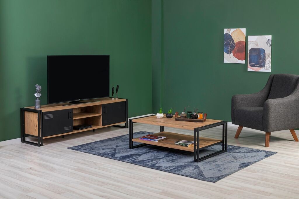 Hanah Home Cosmo 25 Set namještaja za dnevni boravak, smeđe-crni