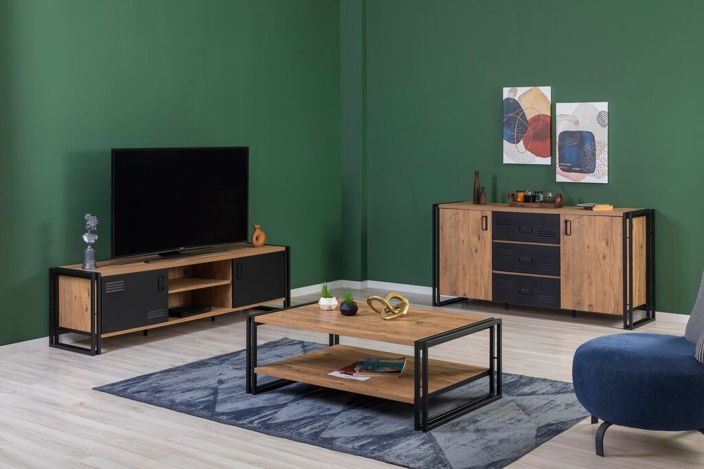 Hanah Home Cosmo 23 Set namještaja za dnevni boravak, smeđe-crni