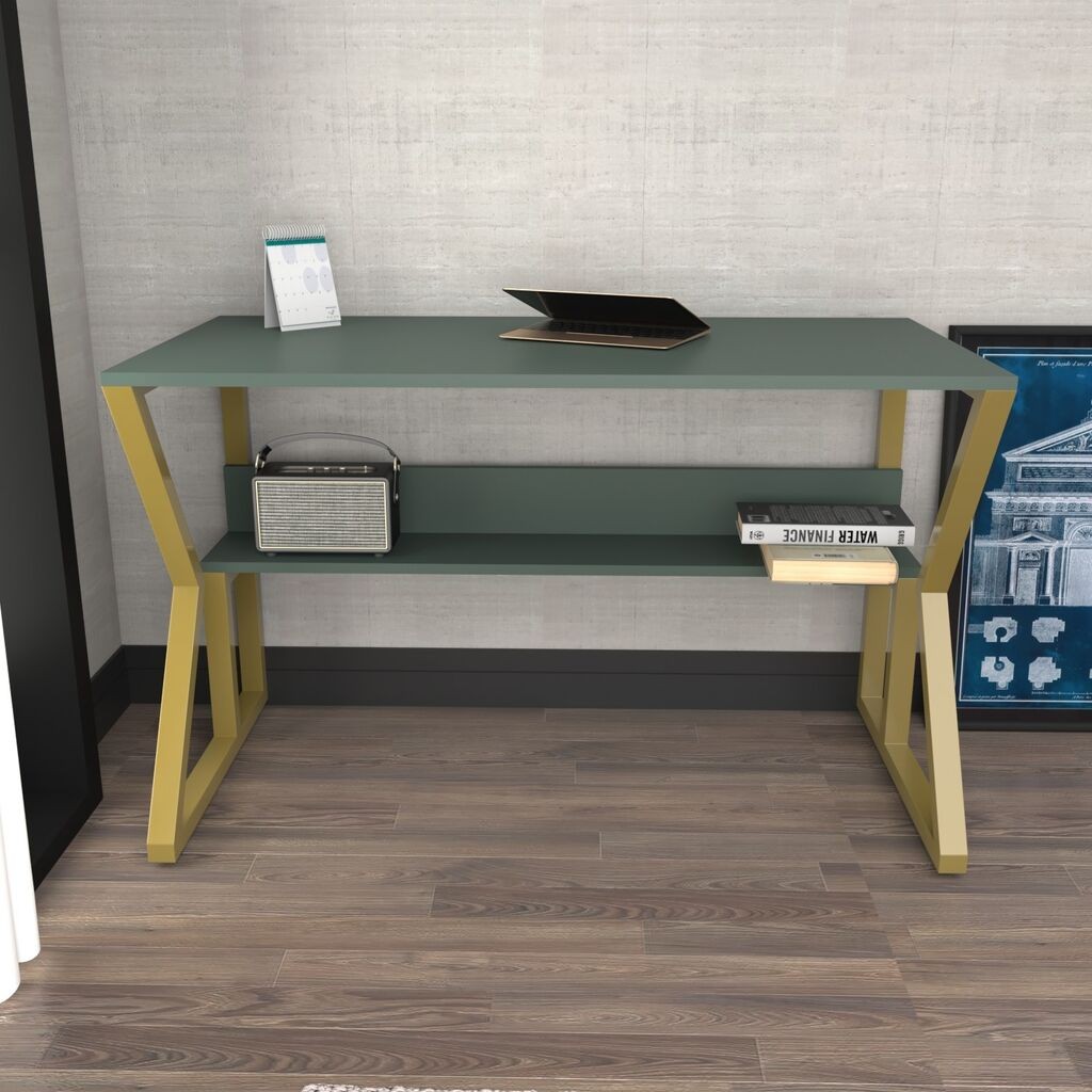 Hanah Home Desk Wake, 120x72.8x60 cm, Maslinasto-zlatna boja