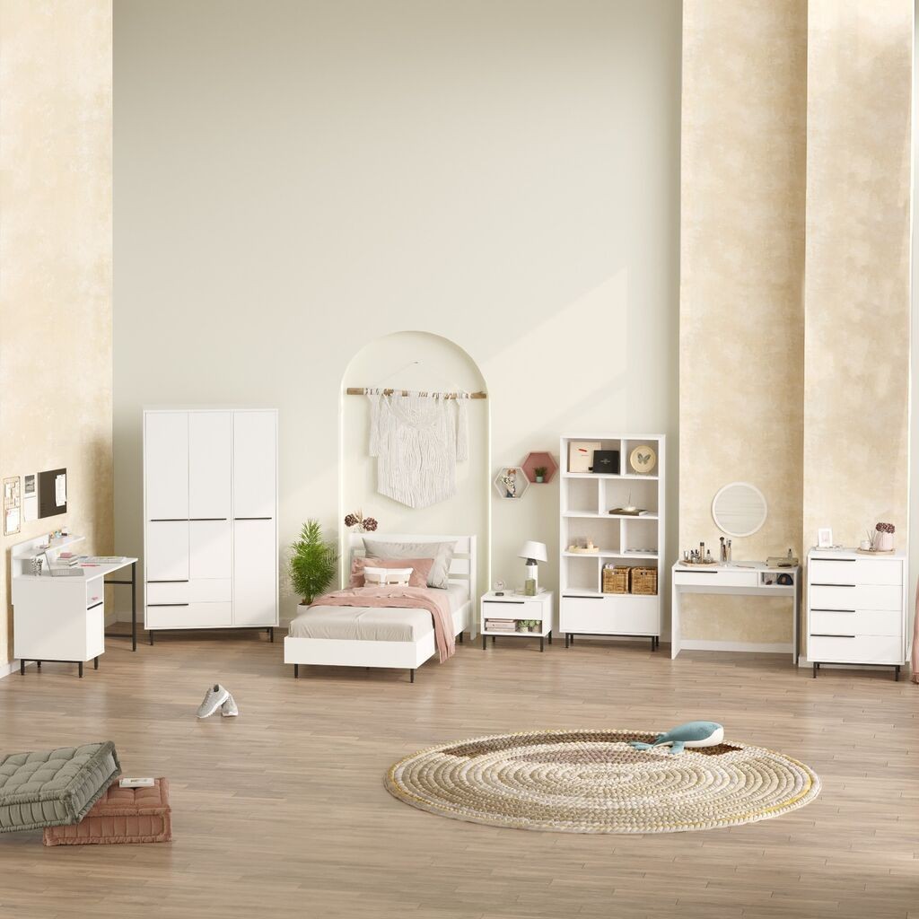 Hanah Home Spavaća soba set za tinejdžere ON27-W, Bijela