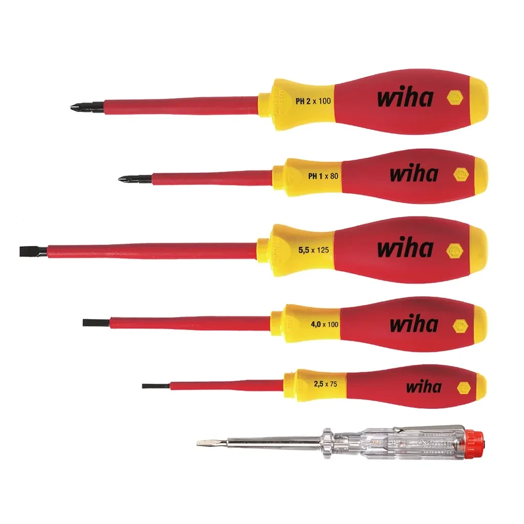 Wiha Set odvijača Softfinish, VDE, 6 komada, Crveno-žuti