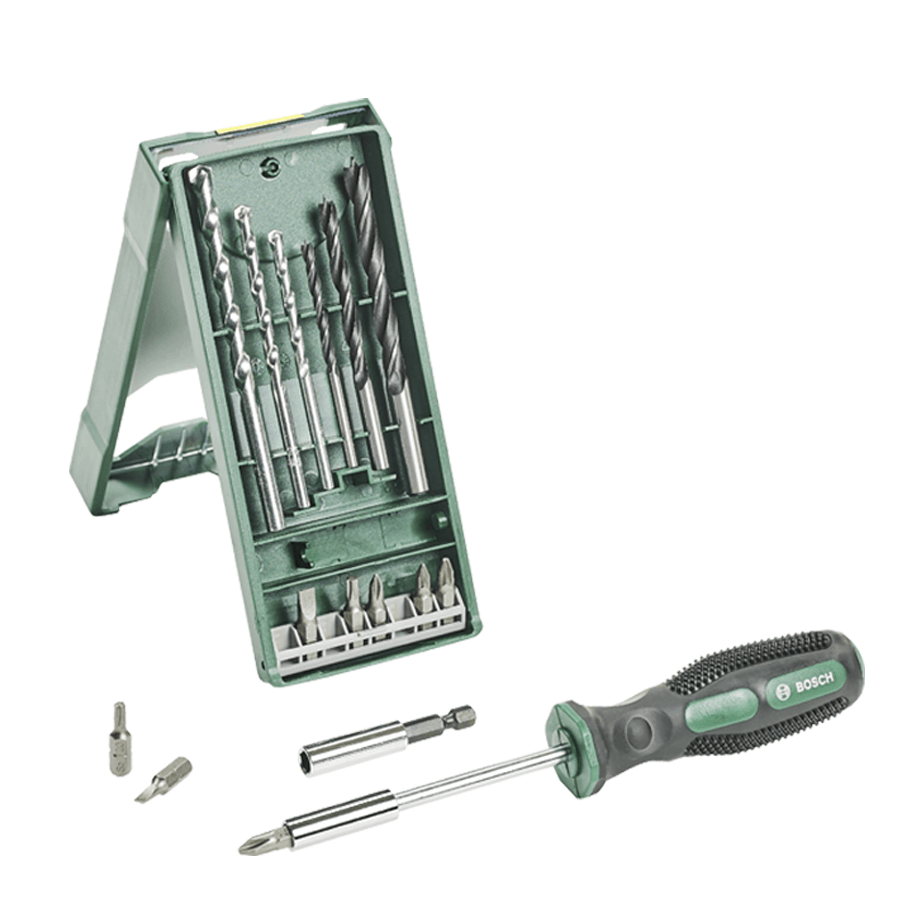 Set bitnova X-Line, 15 komada+ Odvijač, Crno-zeleni