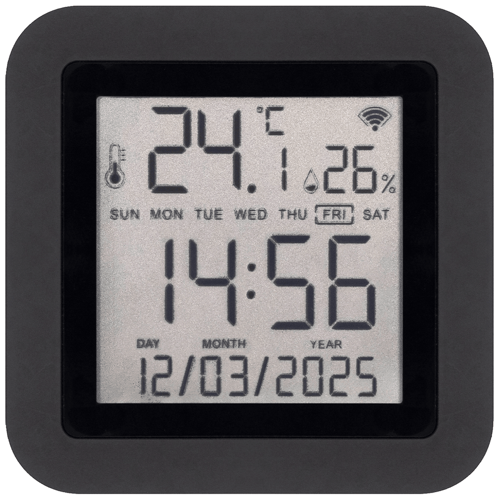 Home Daljinski upravljač, mjerač temperature i vlage, sat, LCD, HSTHR, Crni