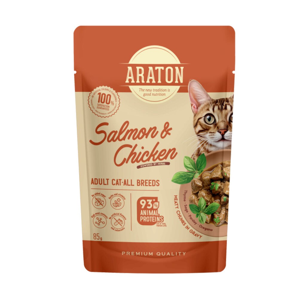 Araton Hrana za mačke Adult, Losos i piletina, 85 g