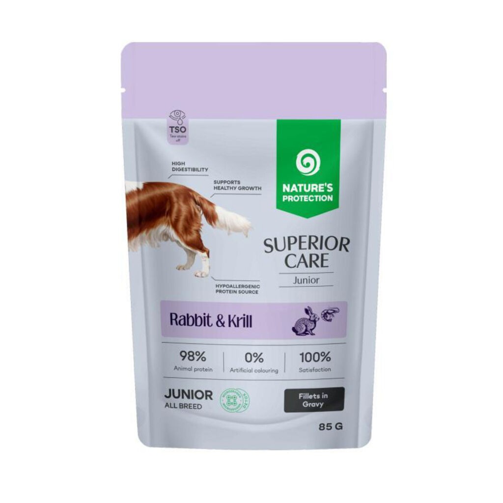 Nature's Protection Hrana za štence Junior Dog Superior Care, Zečetina i račići, 85 g
