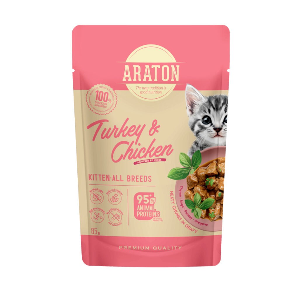 Araton Hrana za mačiće Kitten, Ćuretina i piletina, 85 g