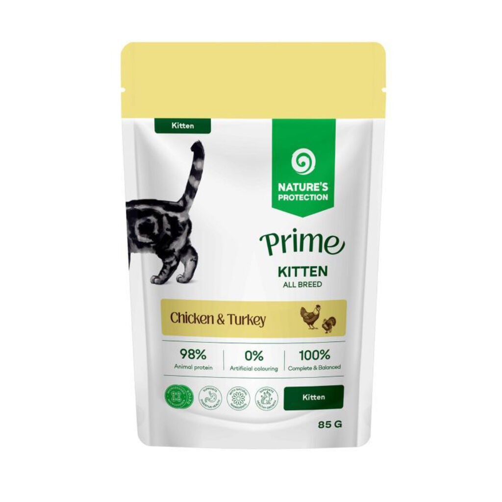 Nature's Protection Hrana za mačiće Kitten Prime GF, Piletina i ćuretina, 85 g