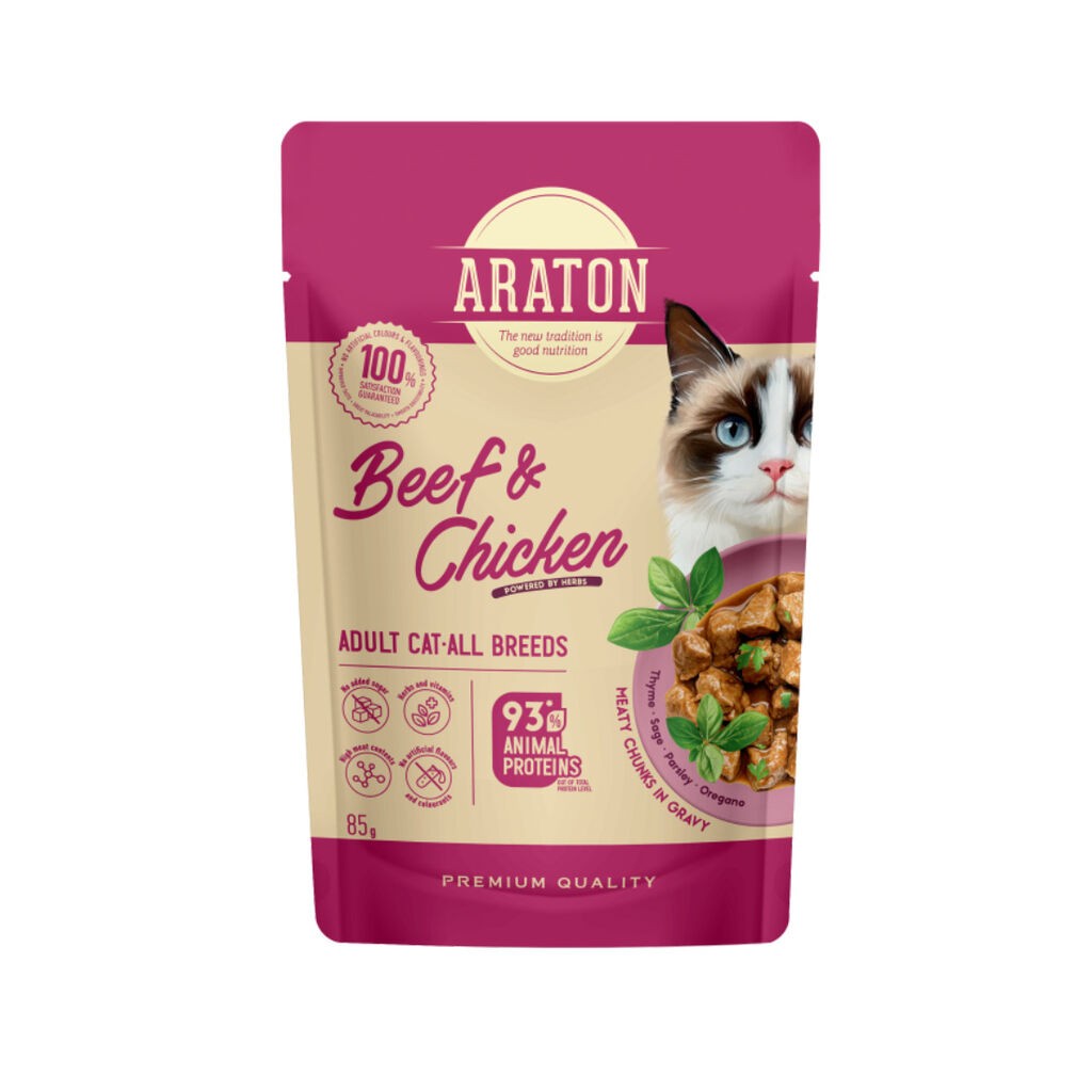 Araton Hrana za mačke Adult, Govedina i piletina, 85 g
