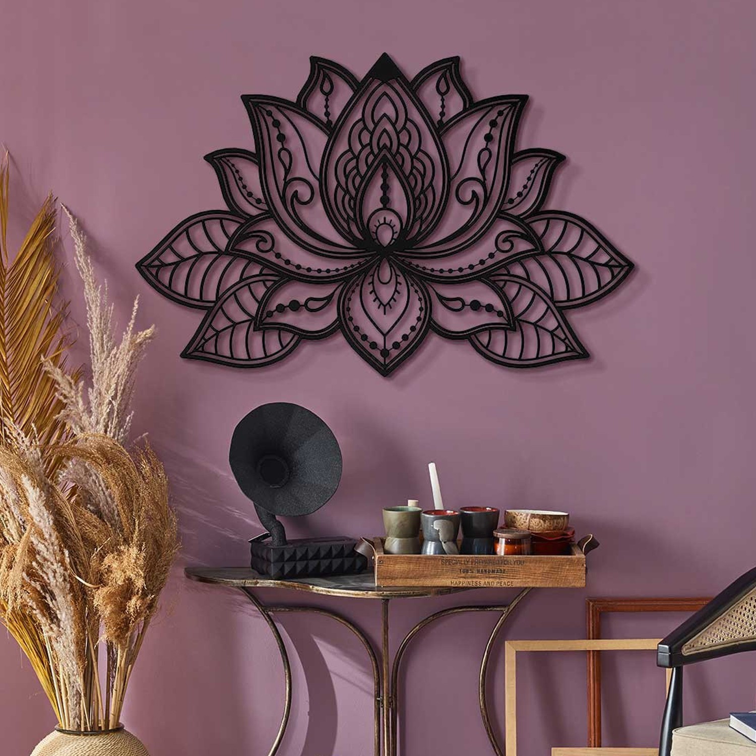 Wallity Zidna dekoracija Lotus-APT524MS, 44x68 cm, 1,2 mm, Crna