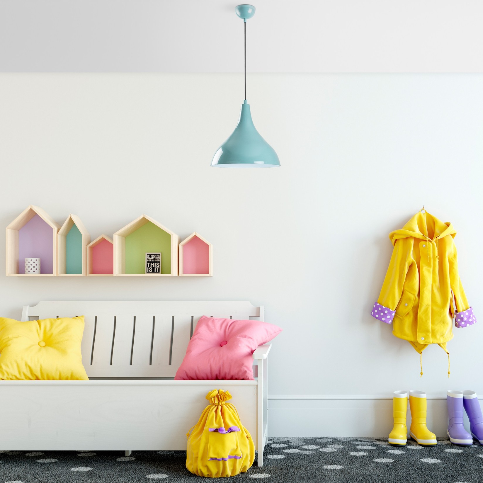 Opviq Luster Bitlis, 33-122 cm, O22 cm, tirkizna