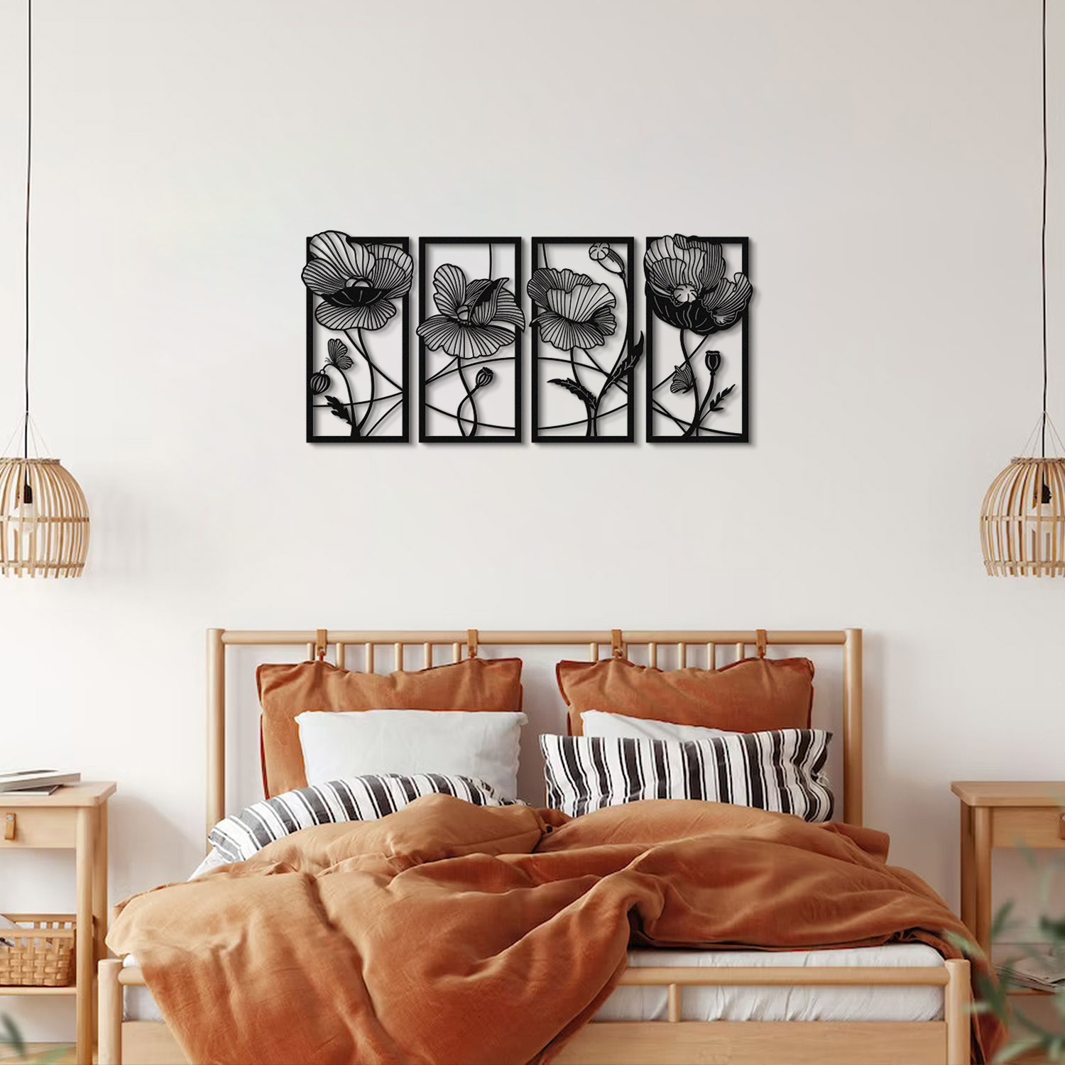 Wallity Zidna dekoracija Blossom-APT573MS, 95x46 cm, 1,5 mm, Crna