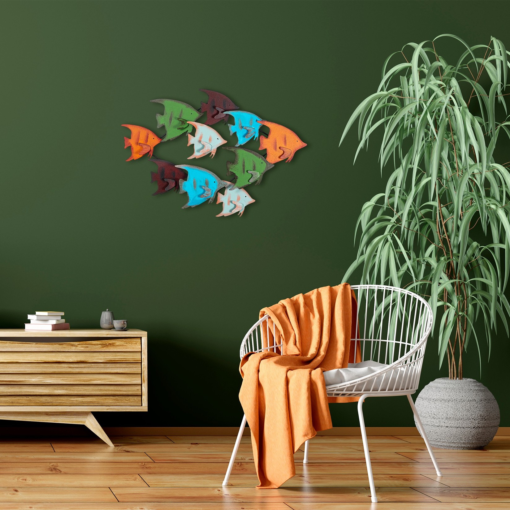 Zidna dekoracija Melek, 83x58x8 cm, Šarena