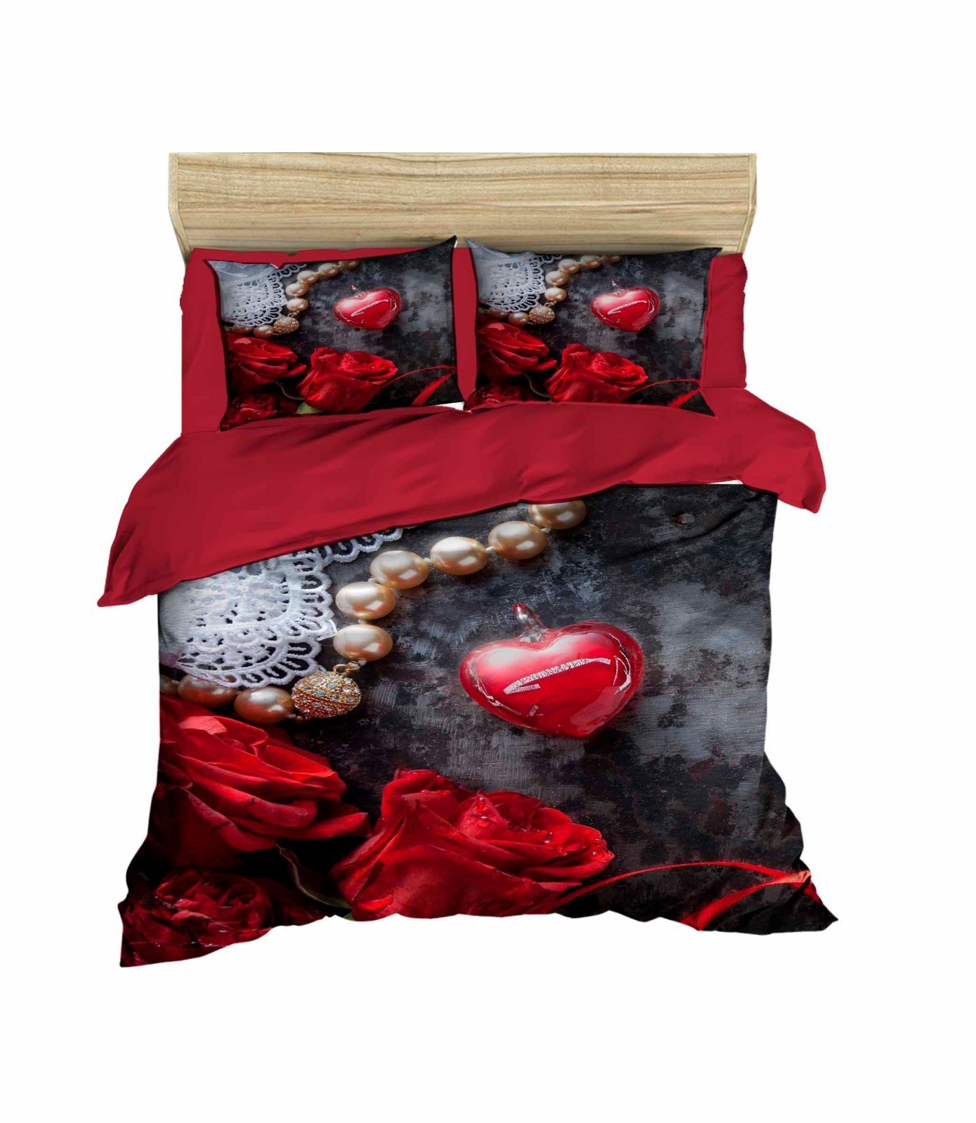 L'essentiel Maison set posteljine 171, 200x220 cm, crveno-crna