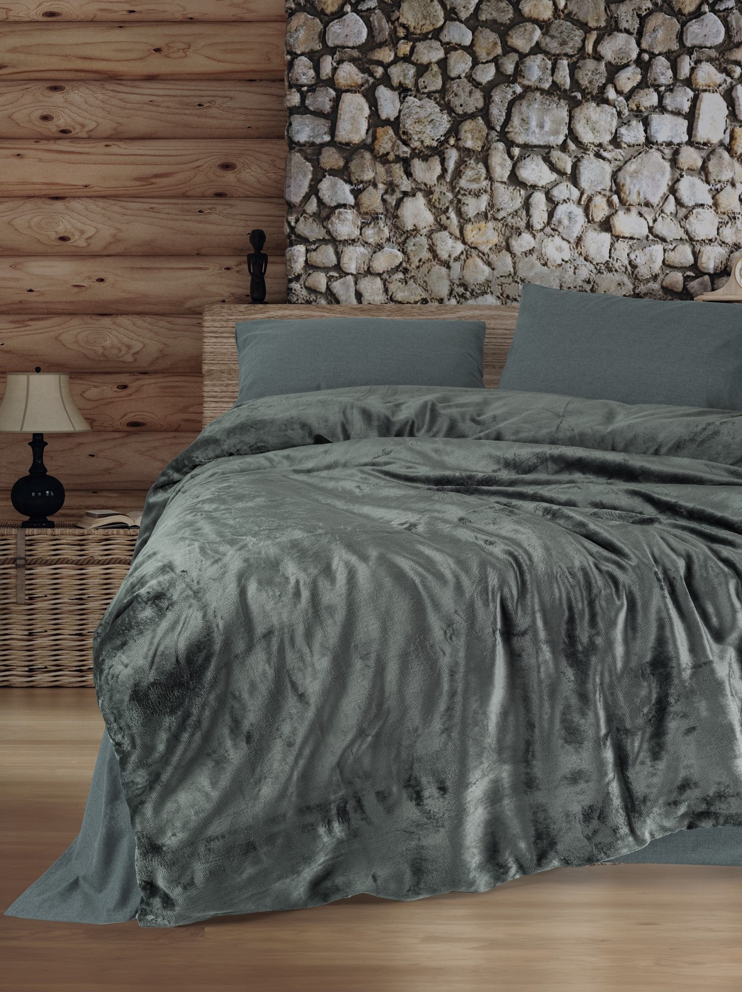 L'essentiel Maison set posteljine Flossy, 200x220 cm, siva