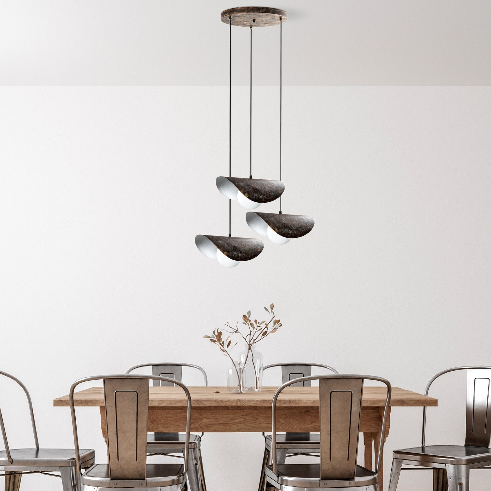 Opviq Luster VATOZ-NUS-6141-RETRO, 75-112cm, 50cm, 3xE27, IP20, Smeđa