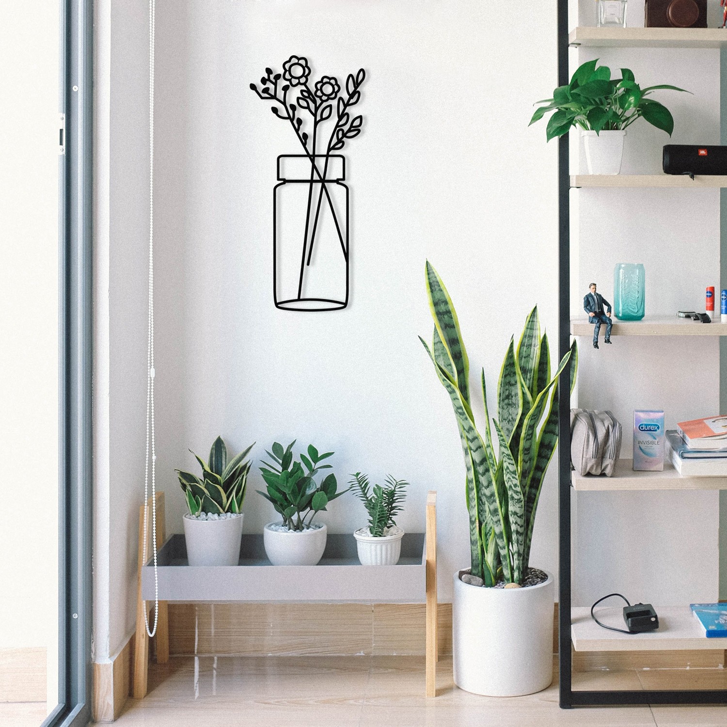 Wallity Zidna dekoracija Cvijet 1, 27x60 cm, 1,2 mm, Crna