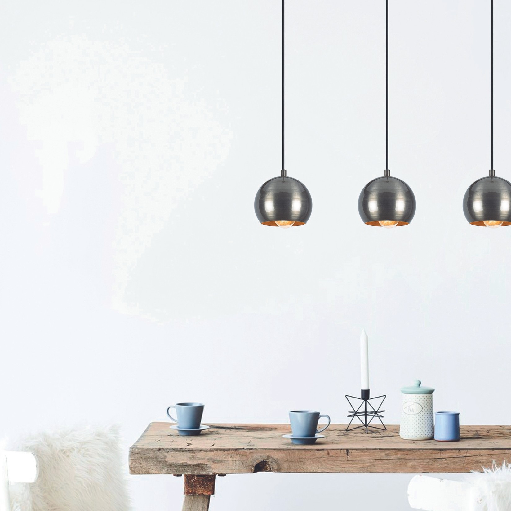 Opviq Luster Berceste-241-S1, 65x15 cm, 3xE27, Srebrna