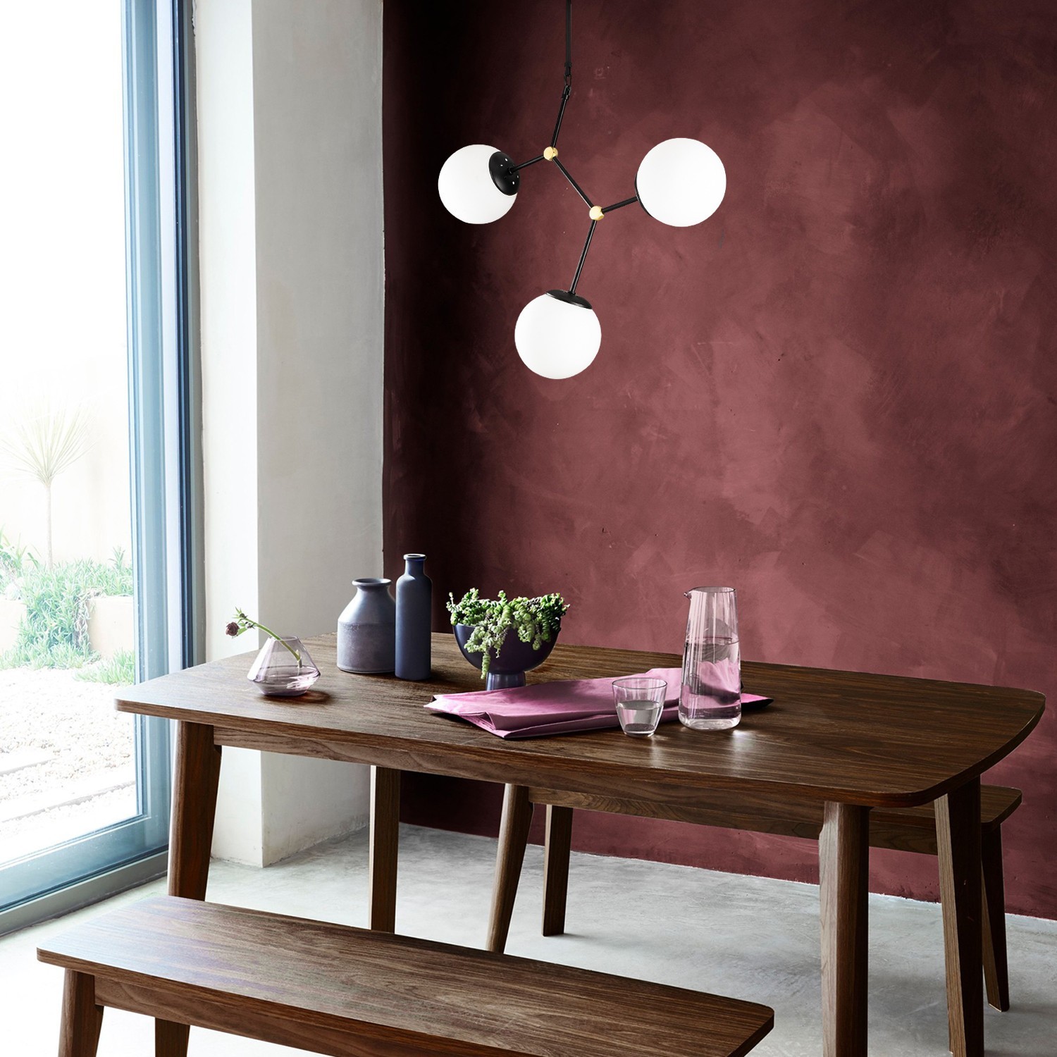 Opviq Luster Damar-6316, 55x15 cm, 3xE27, Crna