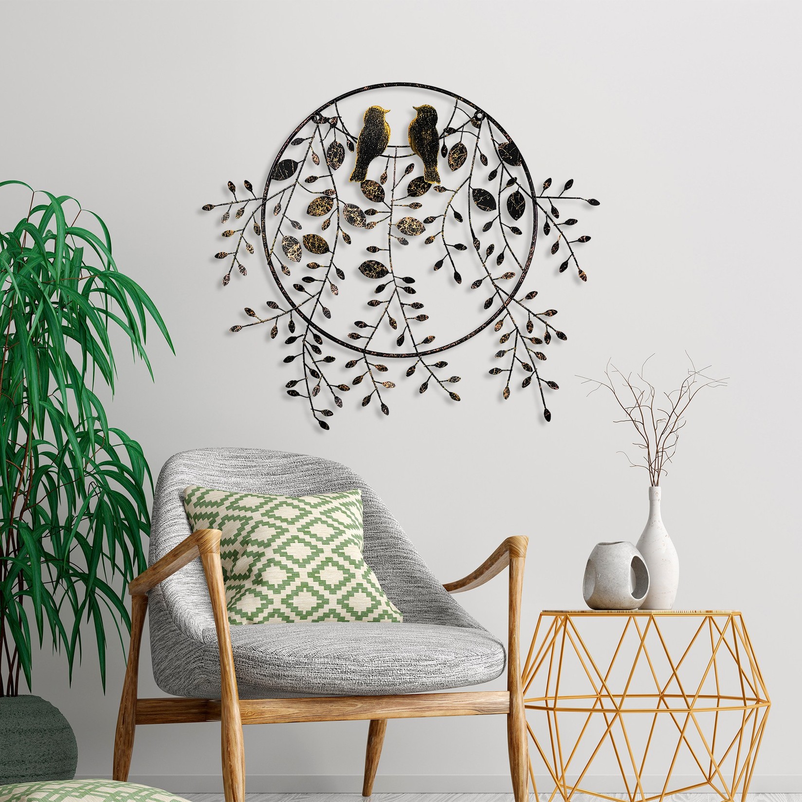 Wallity Zidna dekoracija Ljubav prema pticama 2, 75x86 cm, Šarena