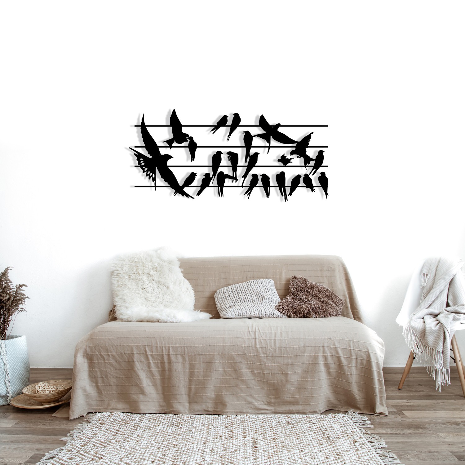 Wallity Zidna dekoracija Uccello-M123, 69x32 cm, 1,2 mm, Crna