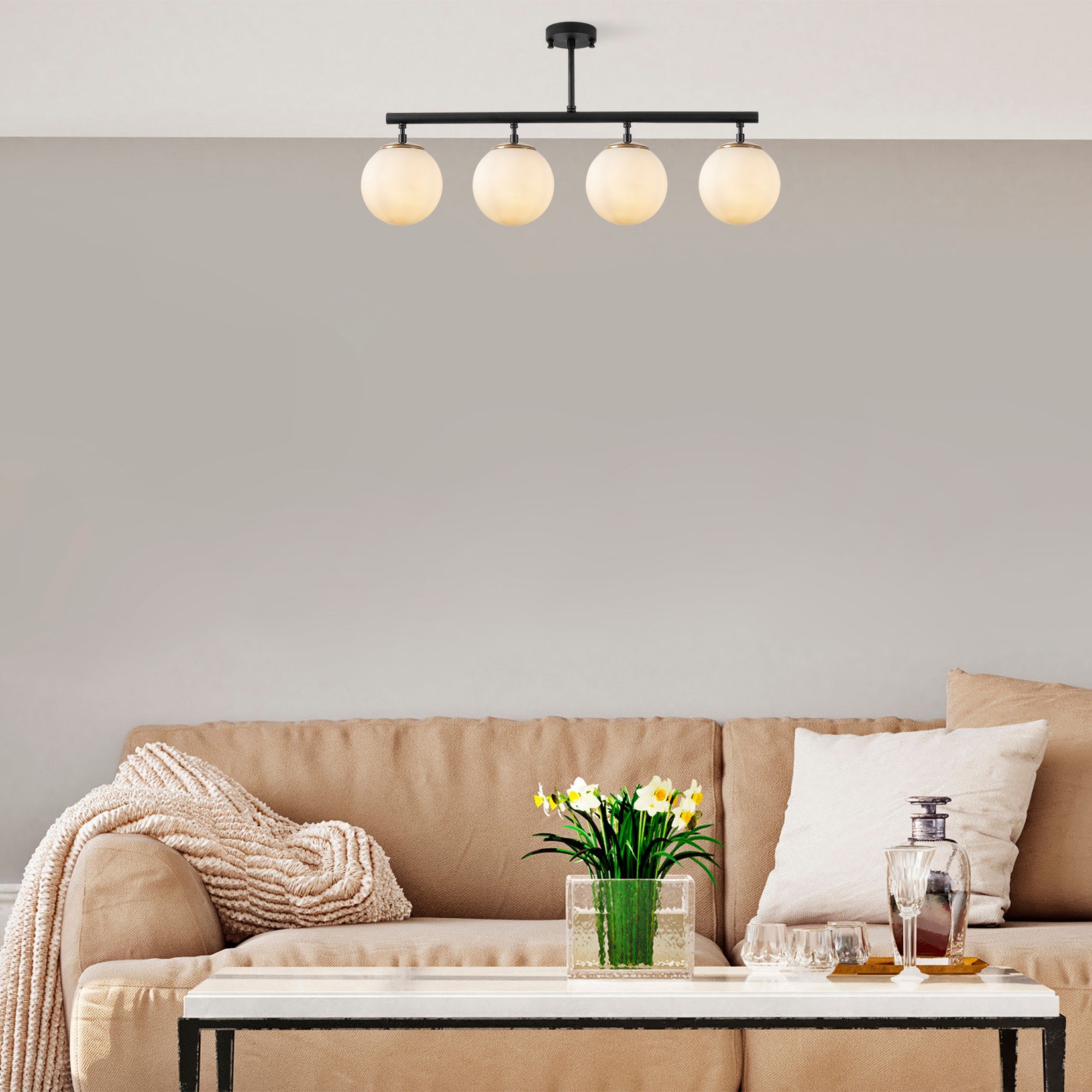 Opviq Luster Fazli-10426, 4xE14, 70x15x35 cm, Bijela