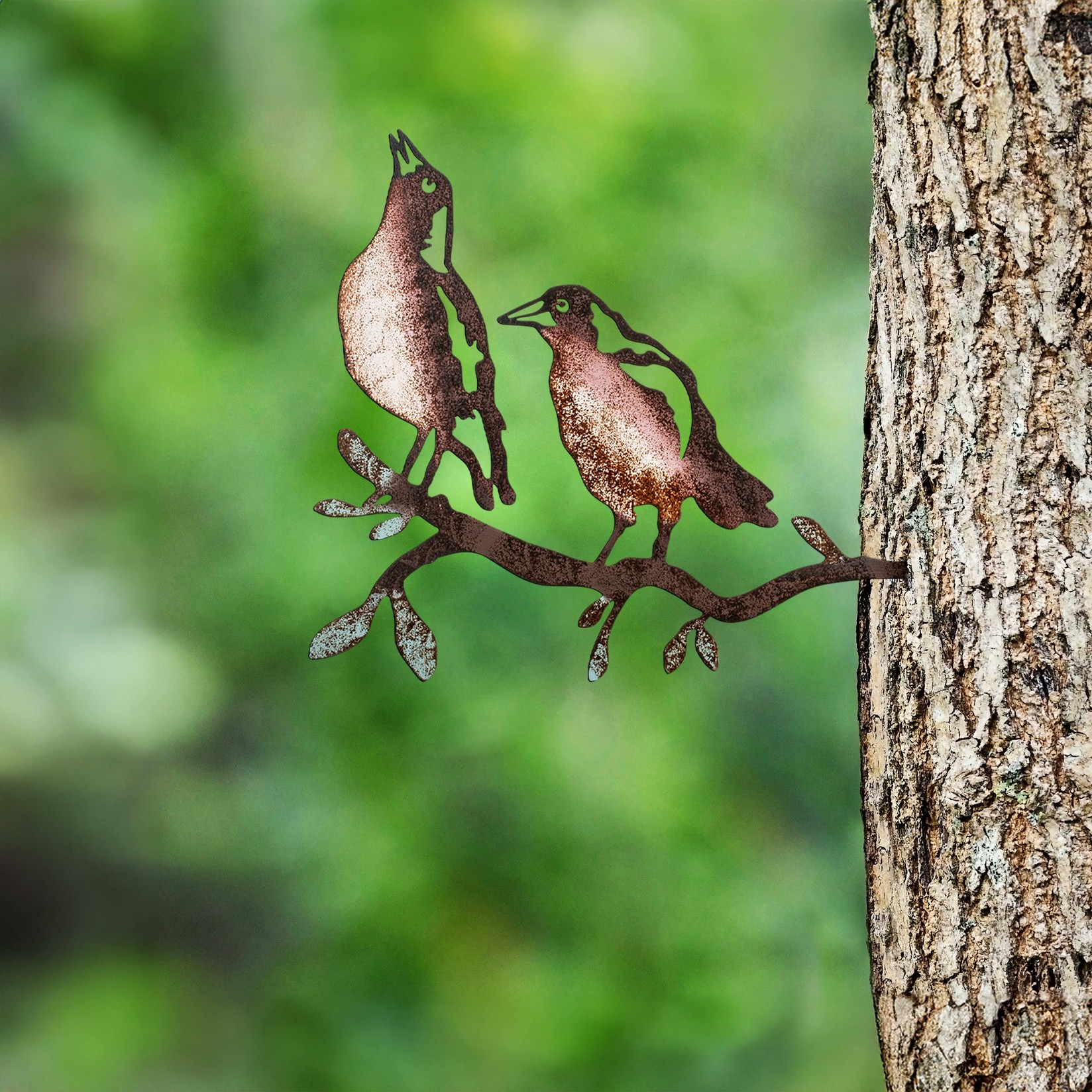 Aberto Design Dekorativna figura Ptica na grani 29, 39x45 cm, 1,5 mm, Bronzana boja