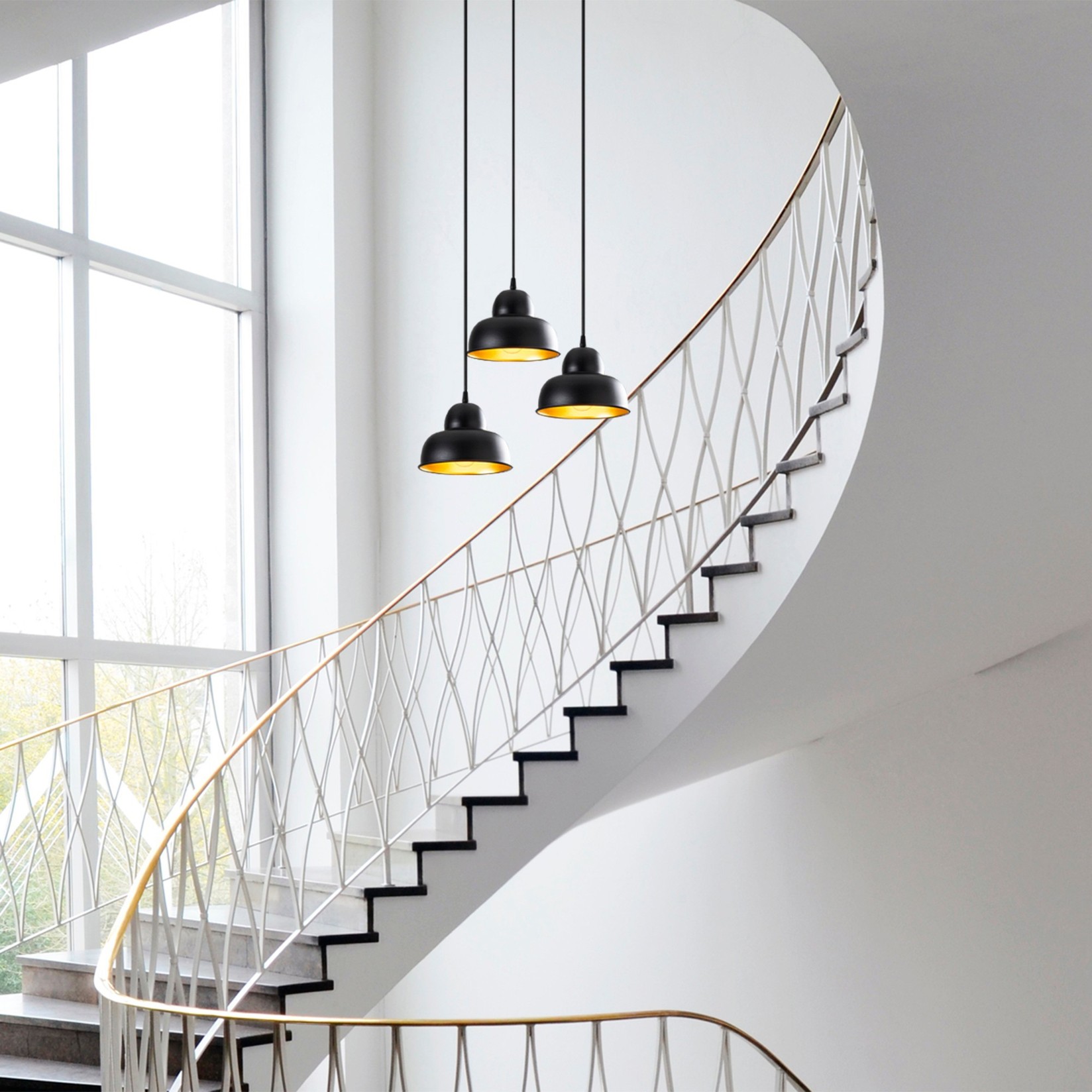 Opviq Luster Berceste-180BLACK-S2, 40 cm, 3xE27, Crna