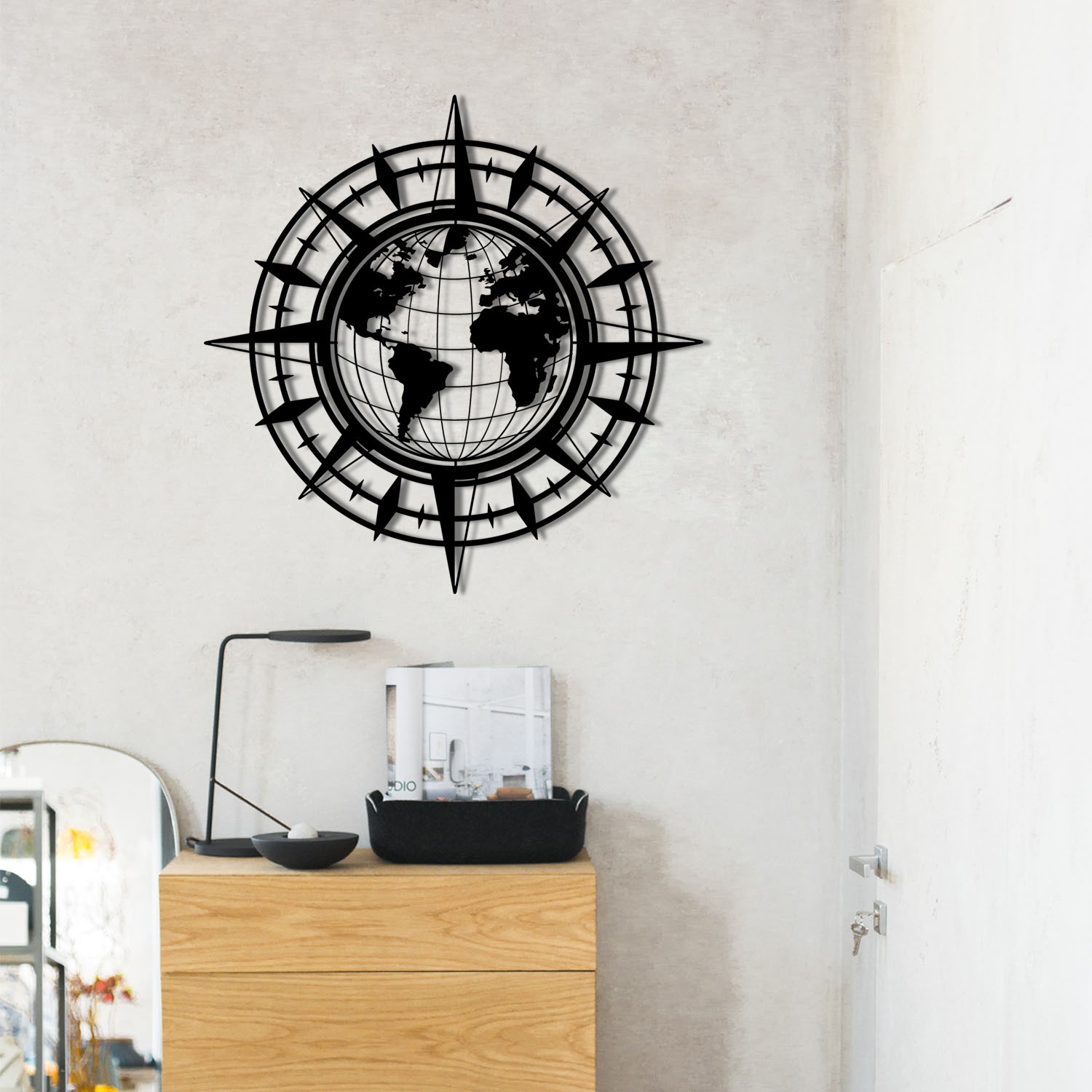 Wallity Zidna dekoracija Gercek Dunya, 49x49 cm, 1,2 mm, Crna