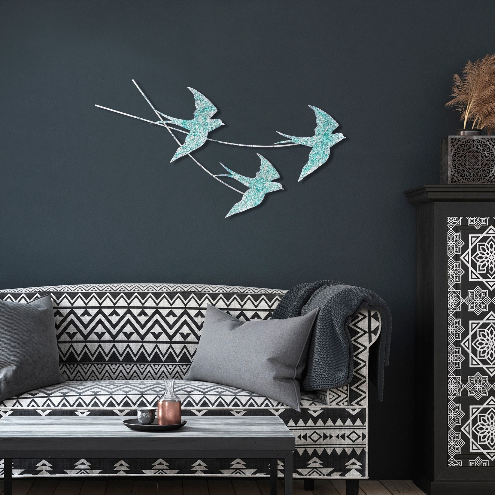 Wallity Zidna dekoracija Wallow 4, 42x70 cm, Bijelo-zlatna boja