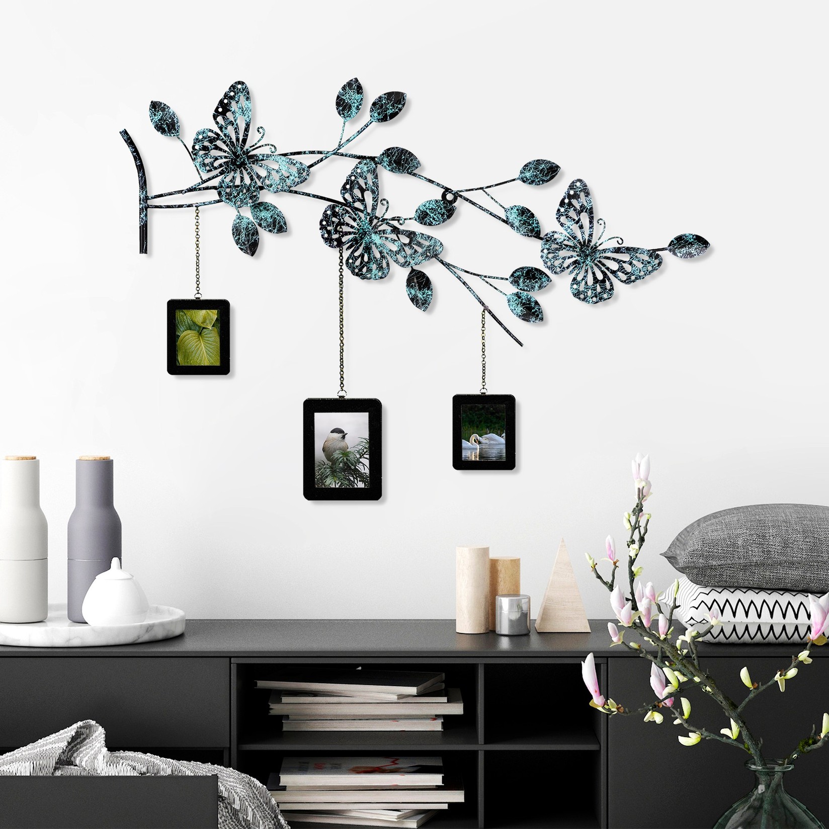 Zidna dekoracija Dalvera 3, 93x65x4 cm, tirkizna