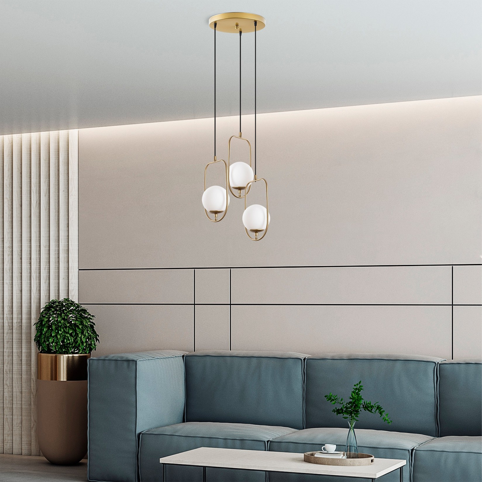 Opviq Luster Skew-13448, 40-185cm 55 cm, 3xE14, zlatna