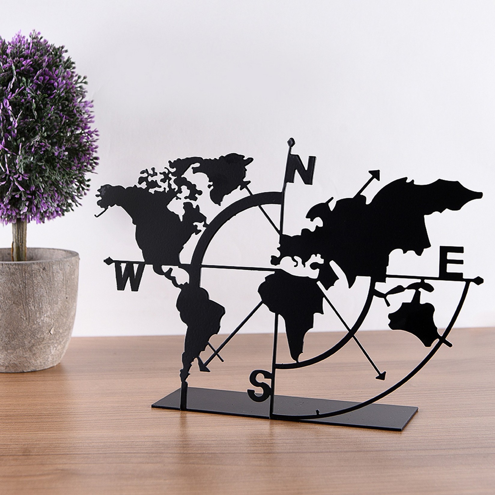Aberto Design Dekorativna figura Mapa svijeta, 18x26 cm, 1,5 mm, Crna