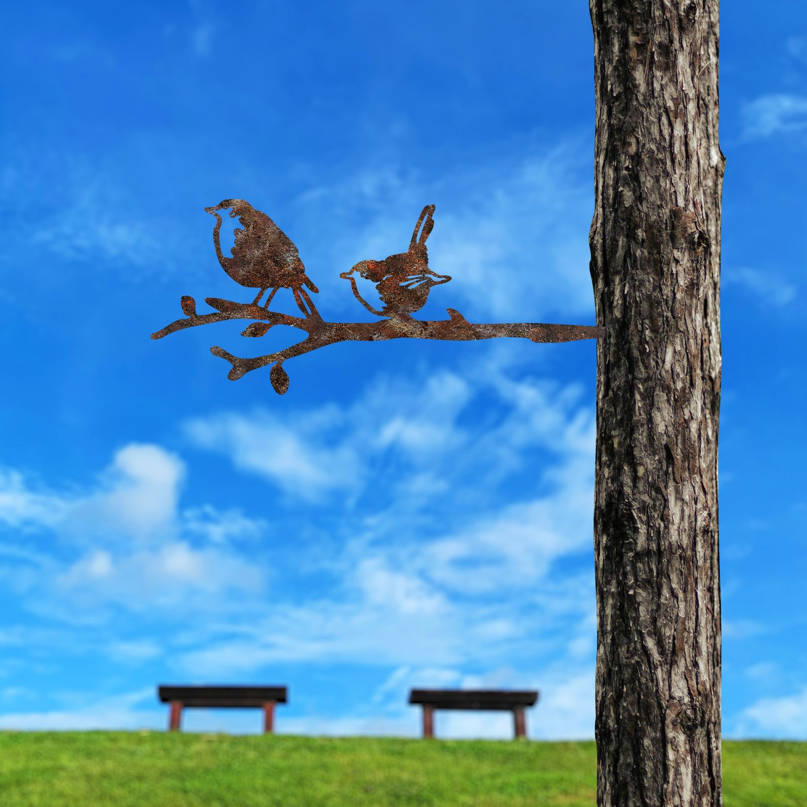 Aberto Design Dekorativna figura Ptica na grani 03, 55x22 cm, 1,5 mm