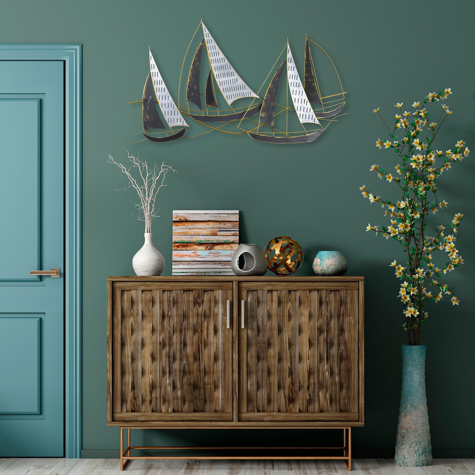 Zidna dekoracija Barbaros, 125x74x8 cm, Šarena