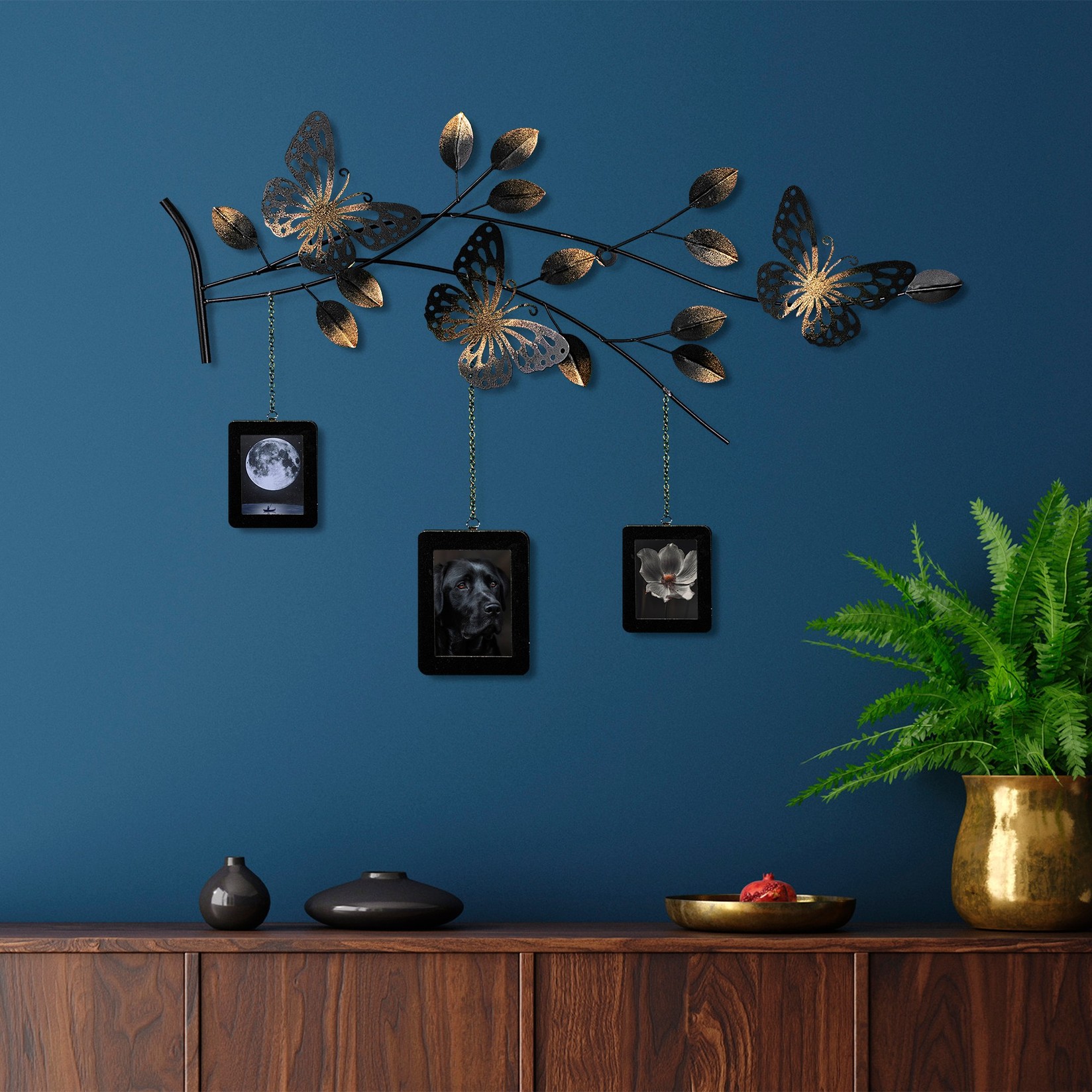 Zidna dekoracija Dalvera 2, 93x65x4 cm, Crna i zlatna boja