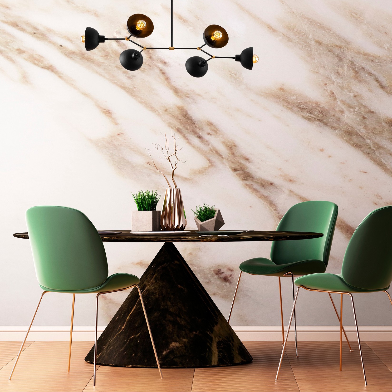 Opviq Luster Dram-1101, 102x52 cm, 6xE27, 40W, Crna