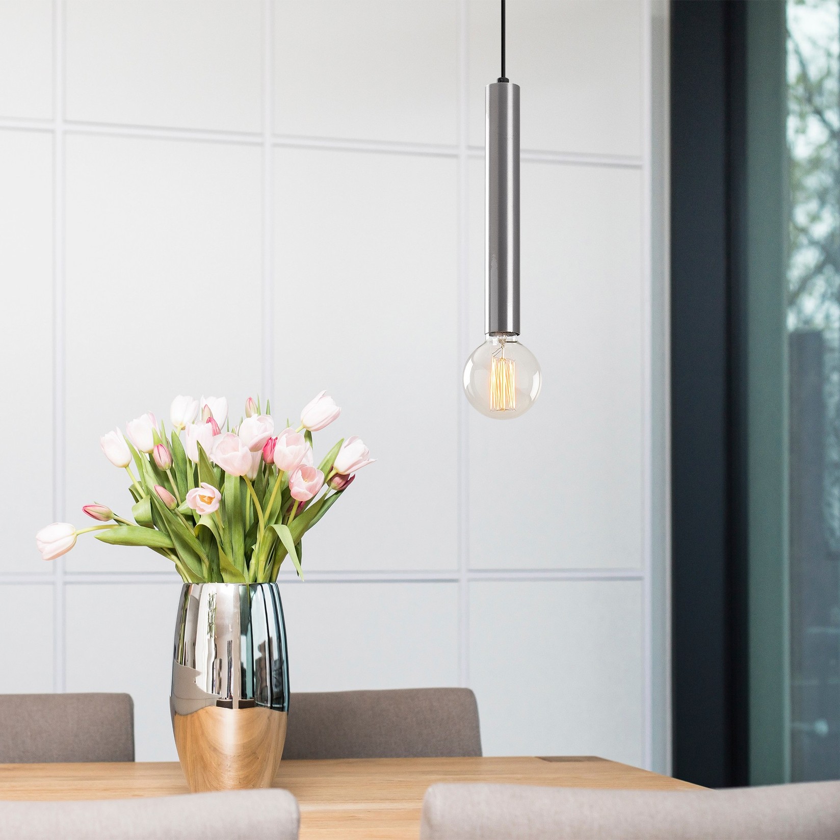 Opviq Luster Tempo-2075, 126 cm, E27, IP20, srebrna