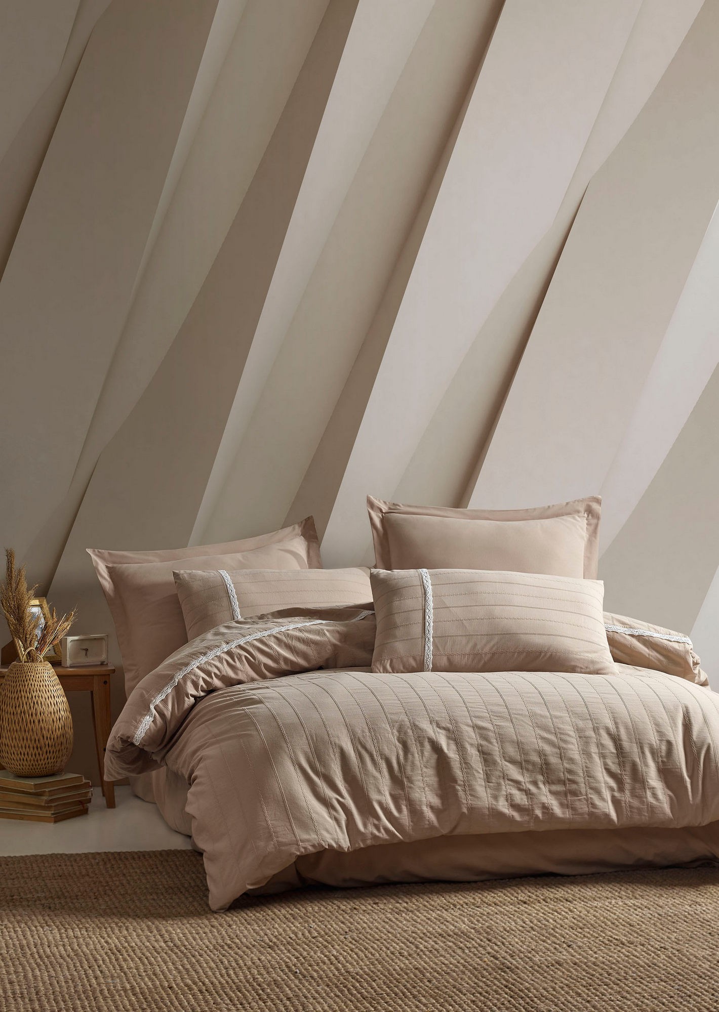 L'essentiel Maison set posteljine Jasmin, 200x220 cm, bež-bijela